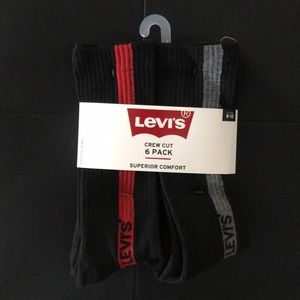 Levis black crew socks 6 pack